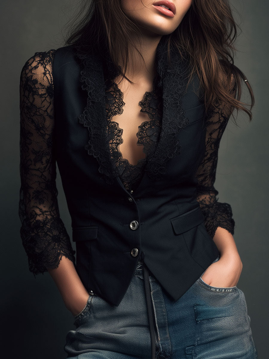 Noémie | Blazer mit semi-transparenten Ärmeln