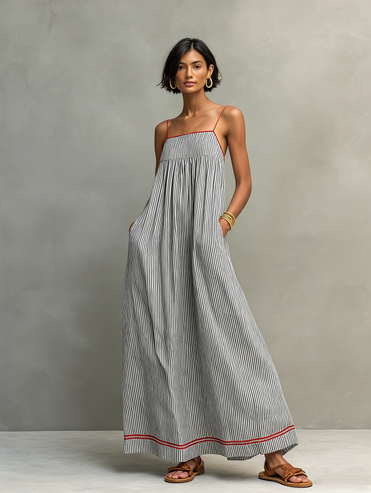 Miley | Luftiges gestreiftes Maxikleid