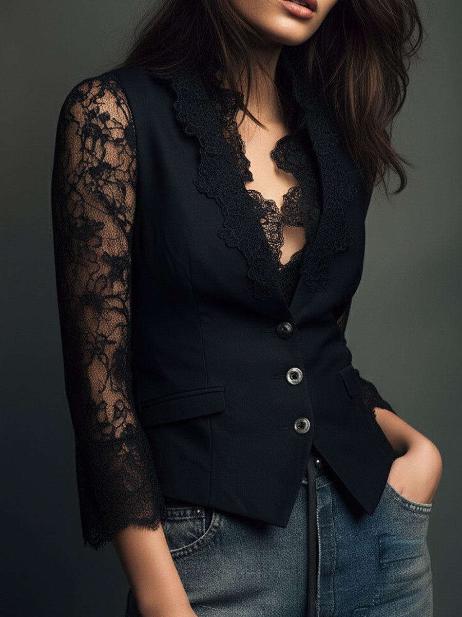 Noémie | Blazer mit semi-transparenten Ärmeln