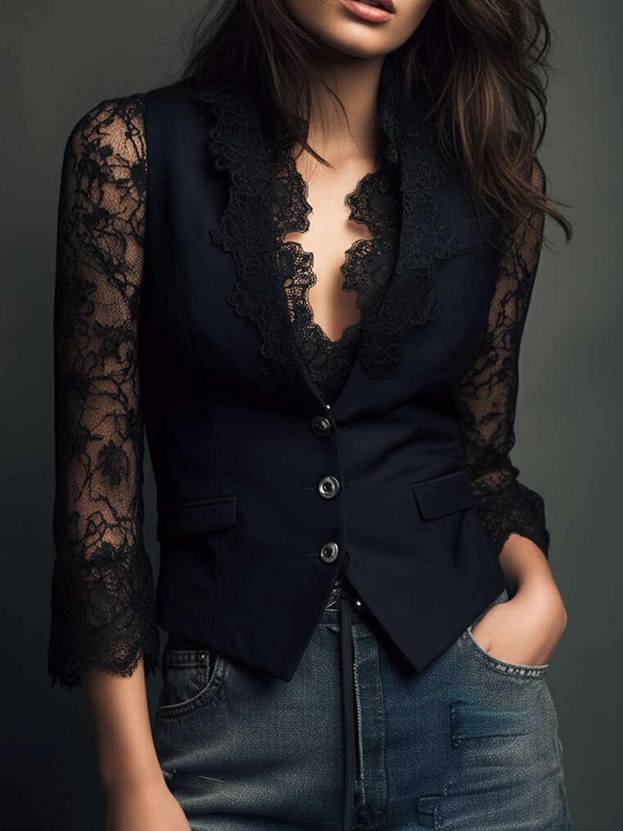 Noémie | Blazer mit semi-transparenten Ärmeln