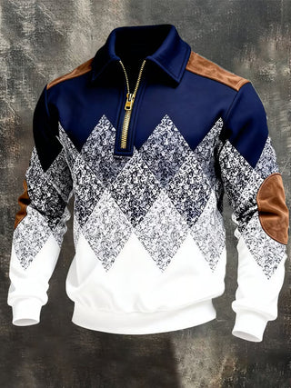 Zanik | Geometrischer Pullover mit halbem Reißverschluss