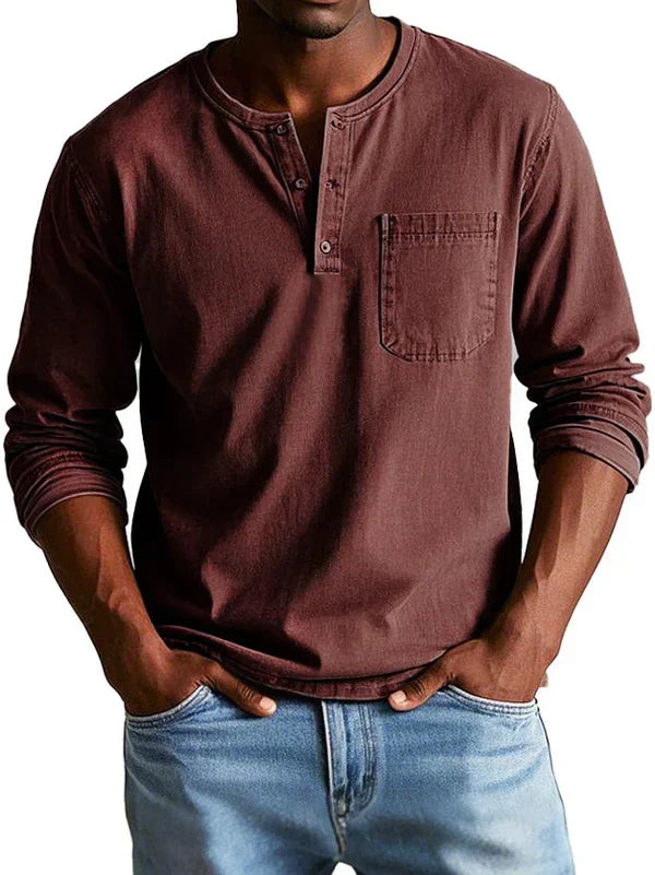 Philipp | Herren Lässiges Langarm-Henleyshirt
