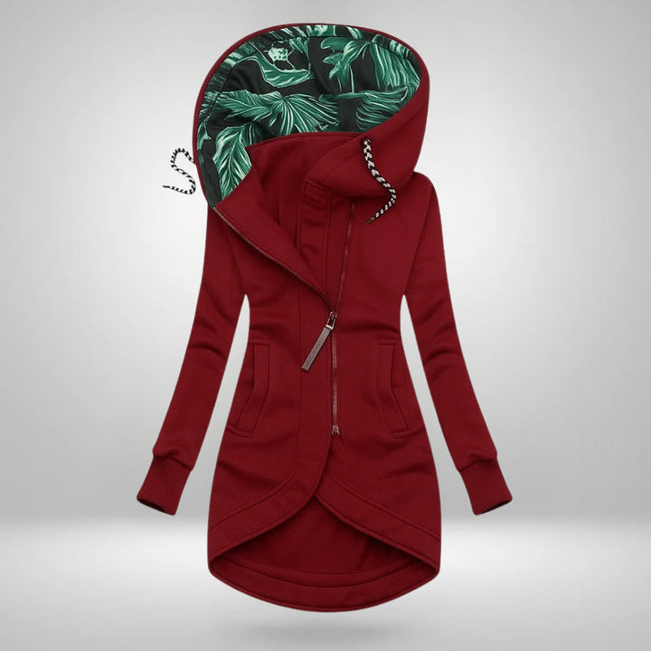 Damen Lange Kapuzen-Stepp-Winterjacke