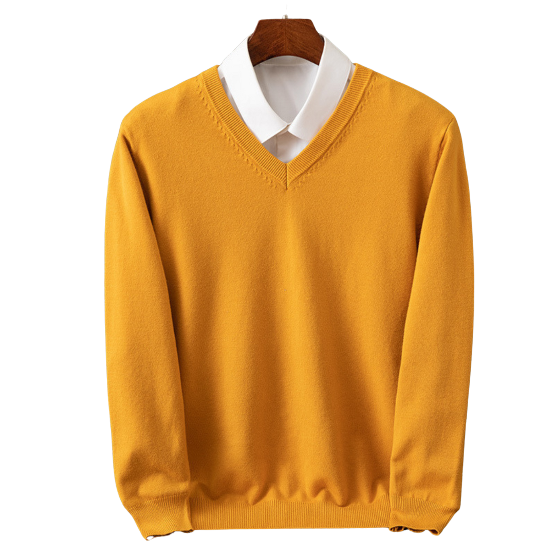 Eleganter Kaschmirpullover mit V-Ausschnitt