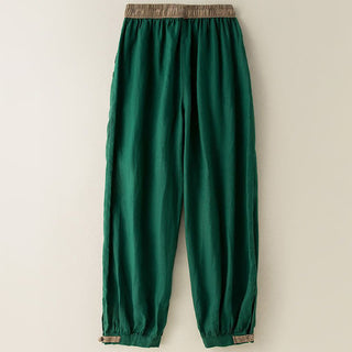 Einfarbige Sarouelhose für Damen mit Kordelzug und Taschen, lässig und bequem
