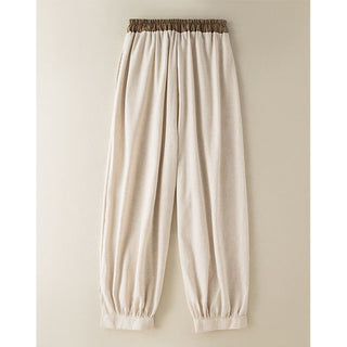 Einfarbige Sarouelhose für Damen mit Kordelzug und Taschen, lässig und bequem