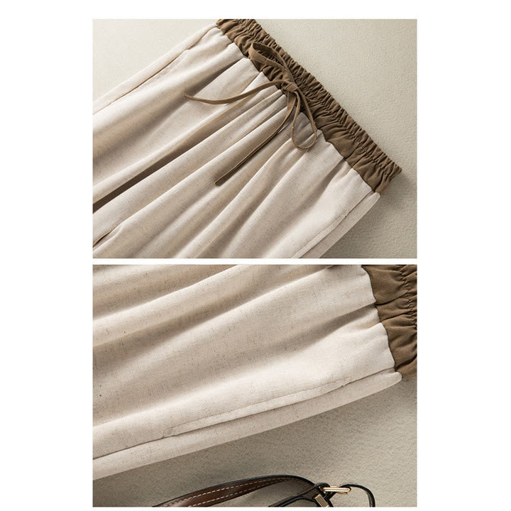 Einfarbige Sarouelhose für Damen mit Kordelzug und Taschen, lässig und bequem