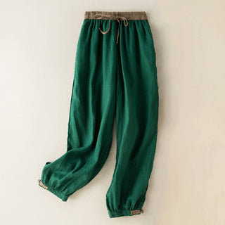 Einfarbige Sarouelhose für Damen mit Kordelzug und Taschen, lässig und bequem