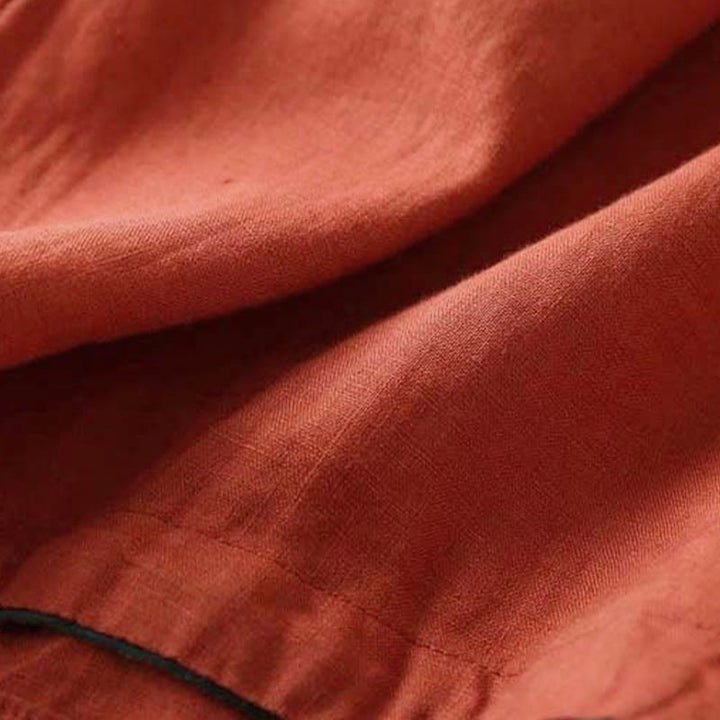 Lässige Langarm-Bluse für Damen mit Buddha- und Blumenstickereien