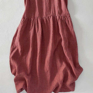 Damen Ärmelloses Midi Kleid Regular Fit Casual mit Karomuster und Taschen