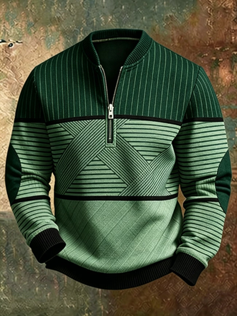 Oliver | Eleganter Herrenpullover mit halbem Reißverschluss