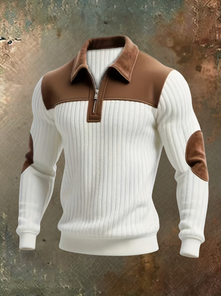 Cyrus | Texturiertes Sweatshirt mit halbem Reißverschluss