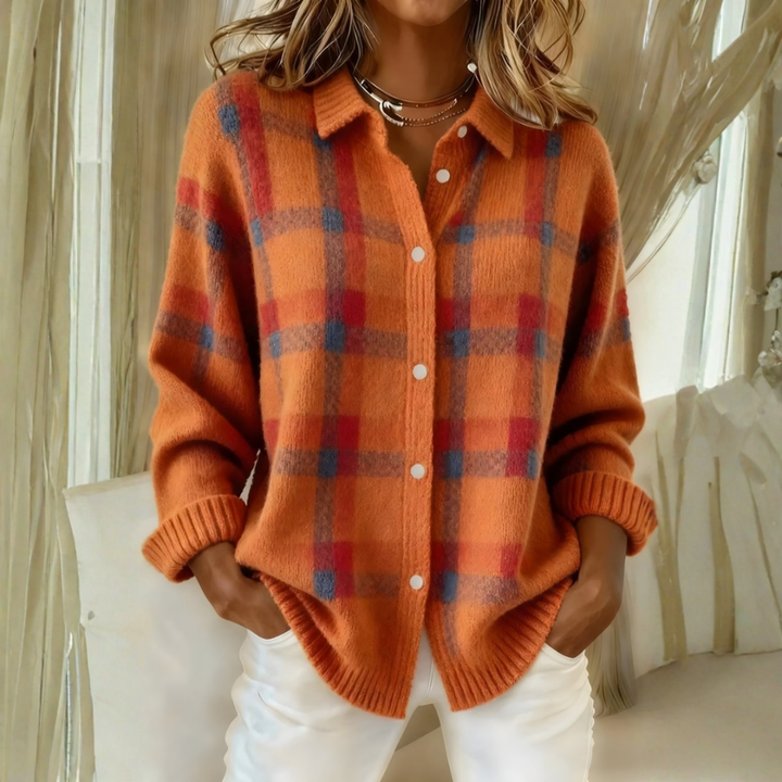 Anna | Karierter Strickcardigan