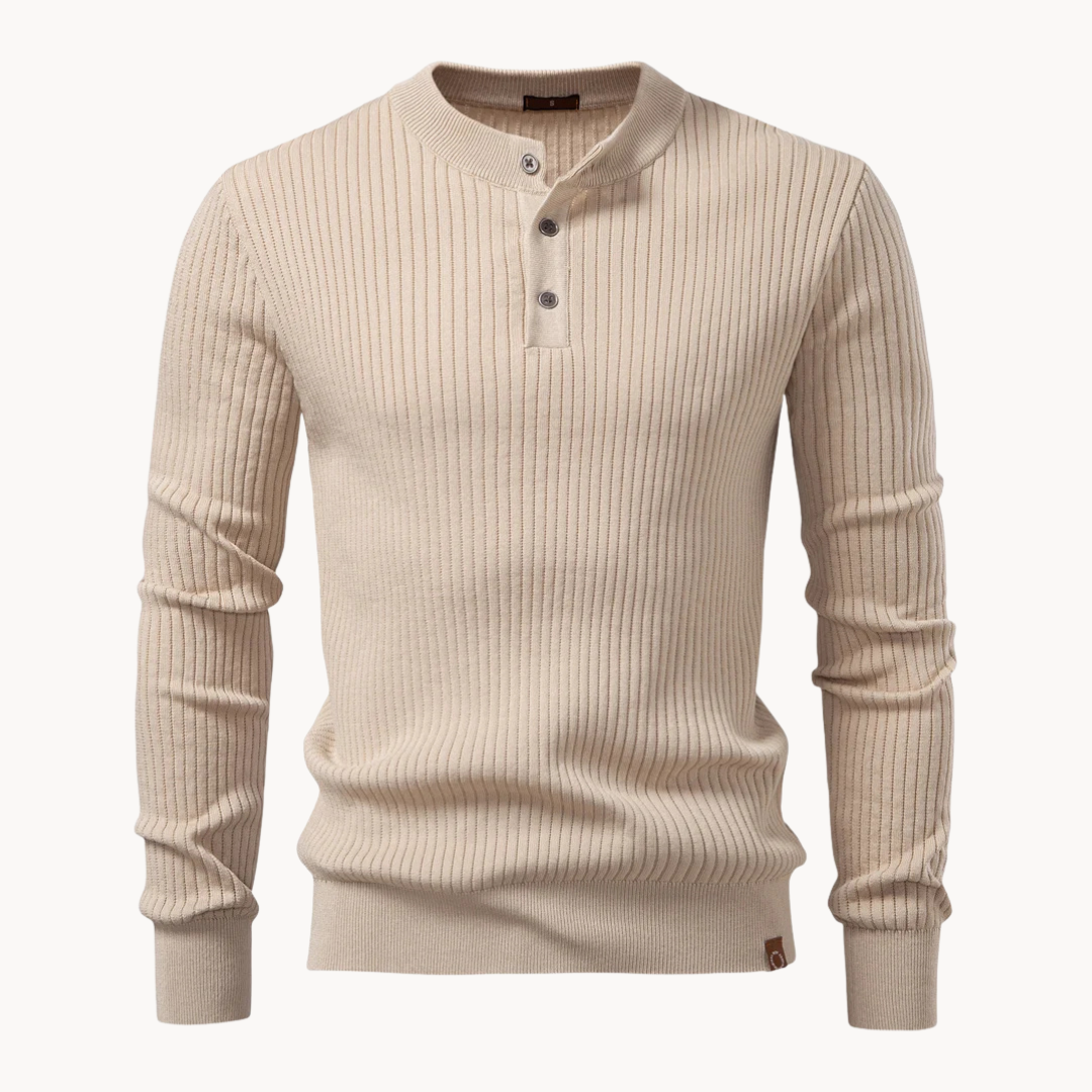 Kron | Geripptes Henley-Shirt