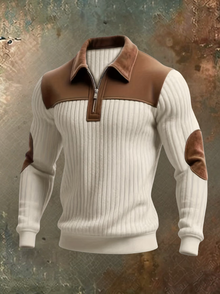 Cyrus | Texturiertes Sweatshirt mit halbem Reißverschluss