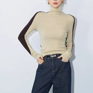 Blair | Kontrastärmel-Stehkragen-Top