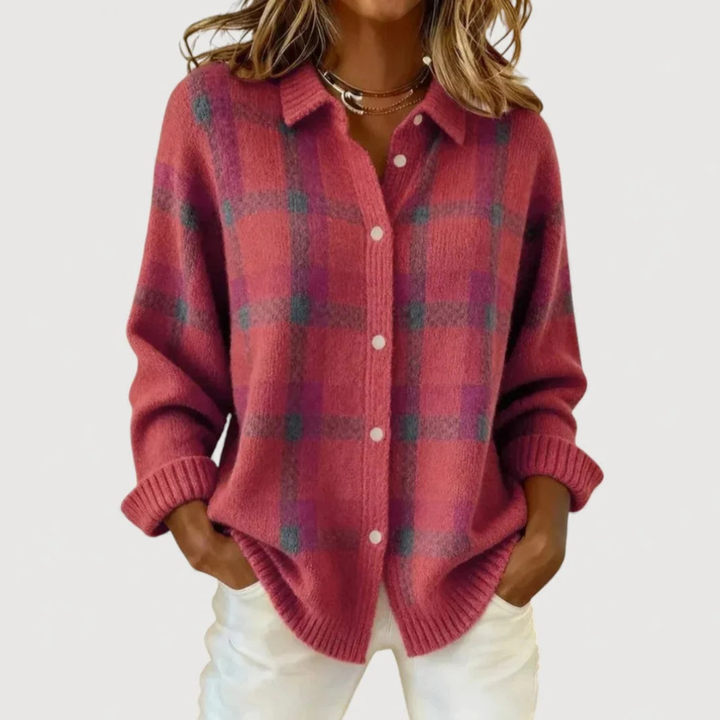 Anna | Karierter Strickcardigan