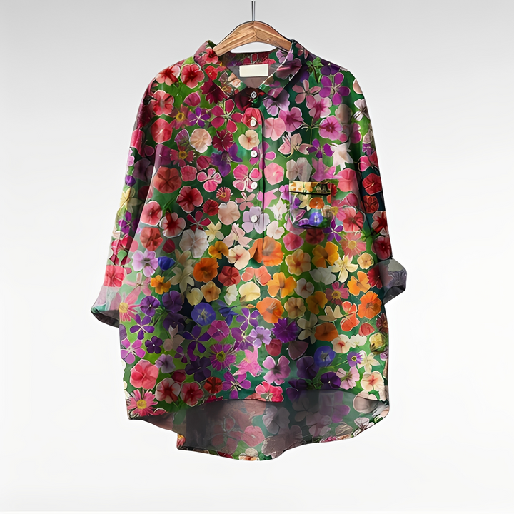 Bluse Damen Elegant Blumenmuster Freizeit &amp; Business