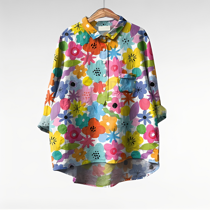Bluse Damen Elegant Blumenmuster Freizeit &amp; Business