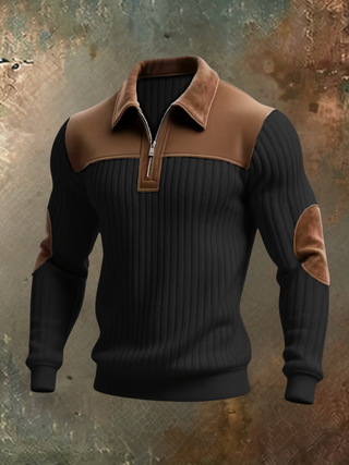 Cyrus | Texturiertes Sweatshirt mit halbem Reißverschluss