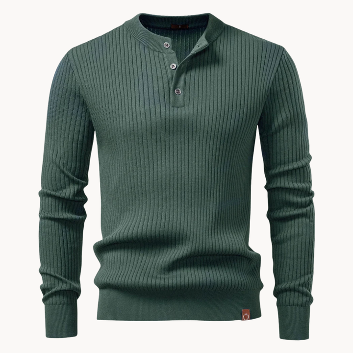 Kron | Geripptes Henley-Shirt