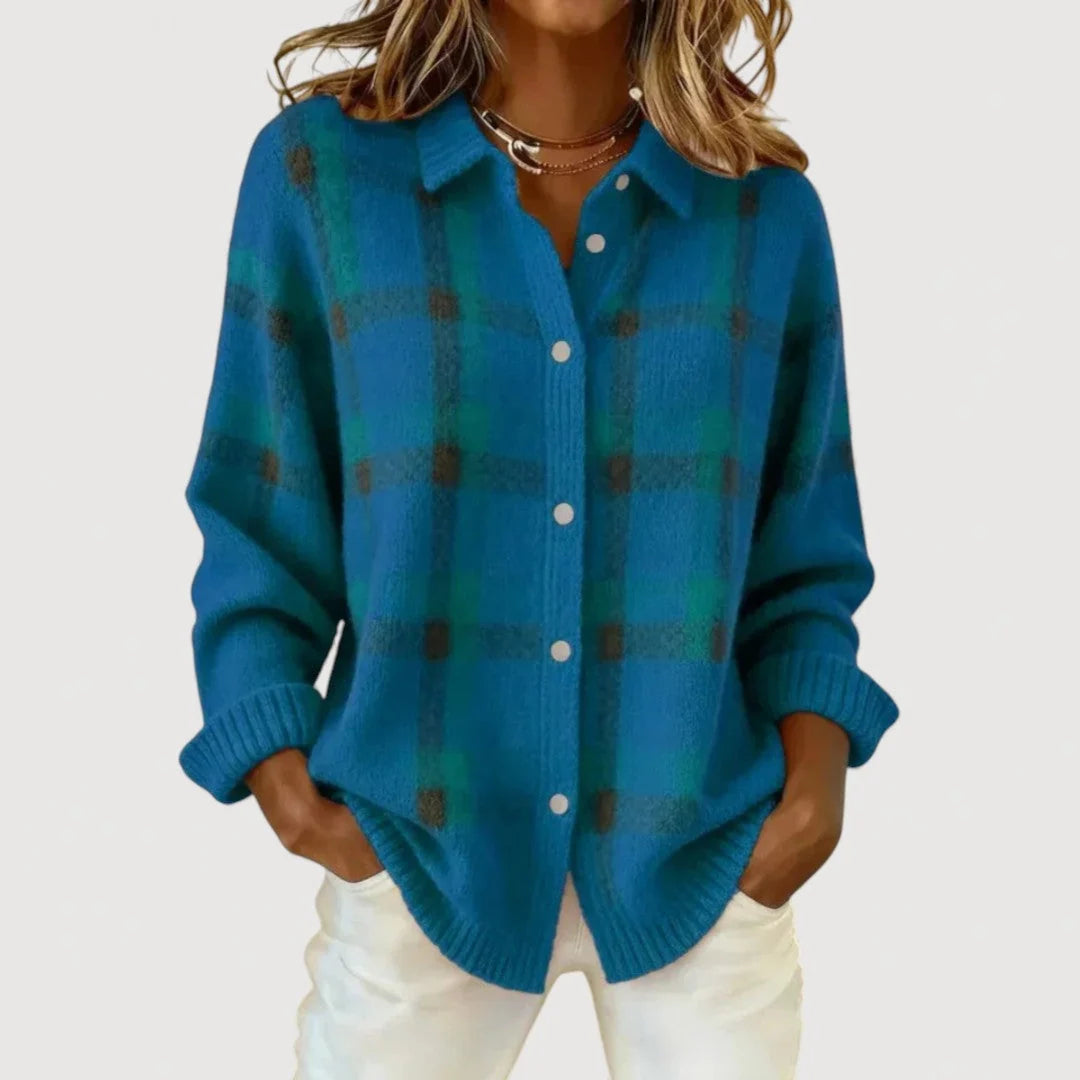 Anna | Karierter Strickcardigan
