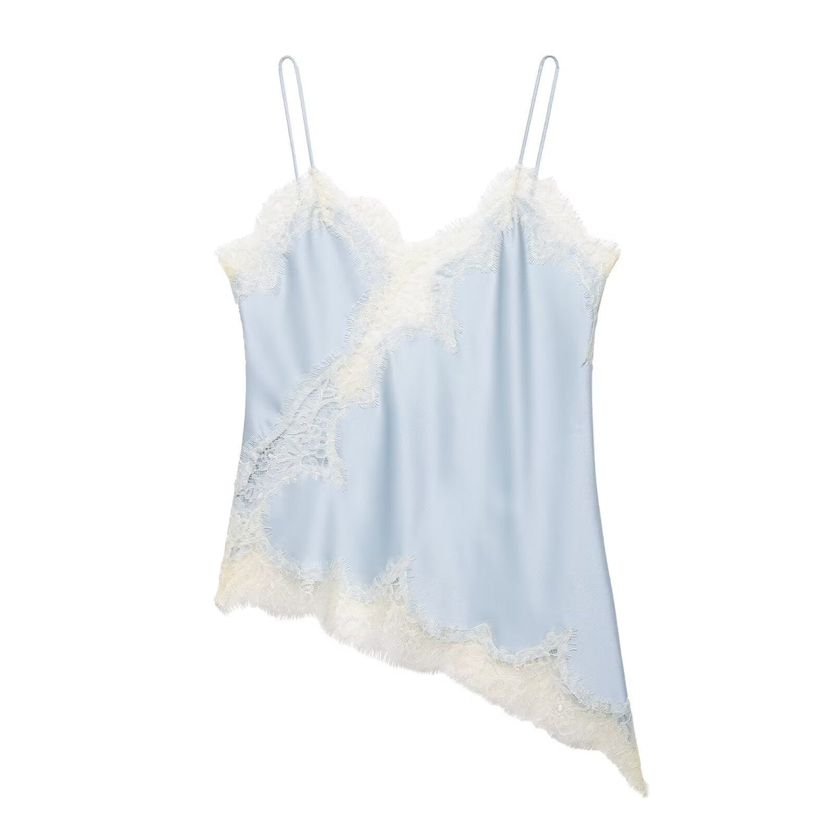 Amber | Asymmetrisches Satin-Spitzen-Cami-Top