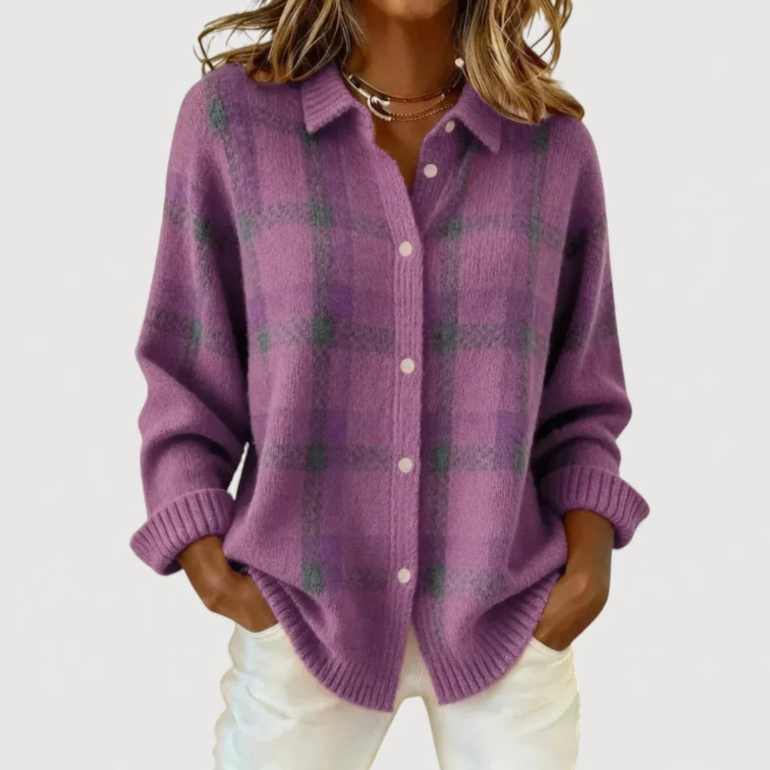 Anna | Karierter Strickcardigan