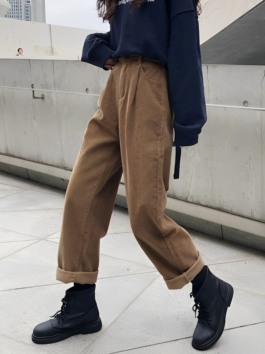 Cordhose Damen Relaxed Fit Freizeit &amp; Übergangszeit