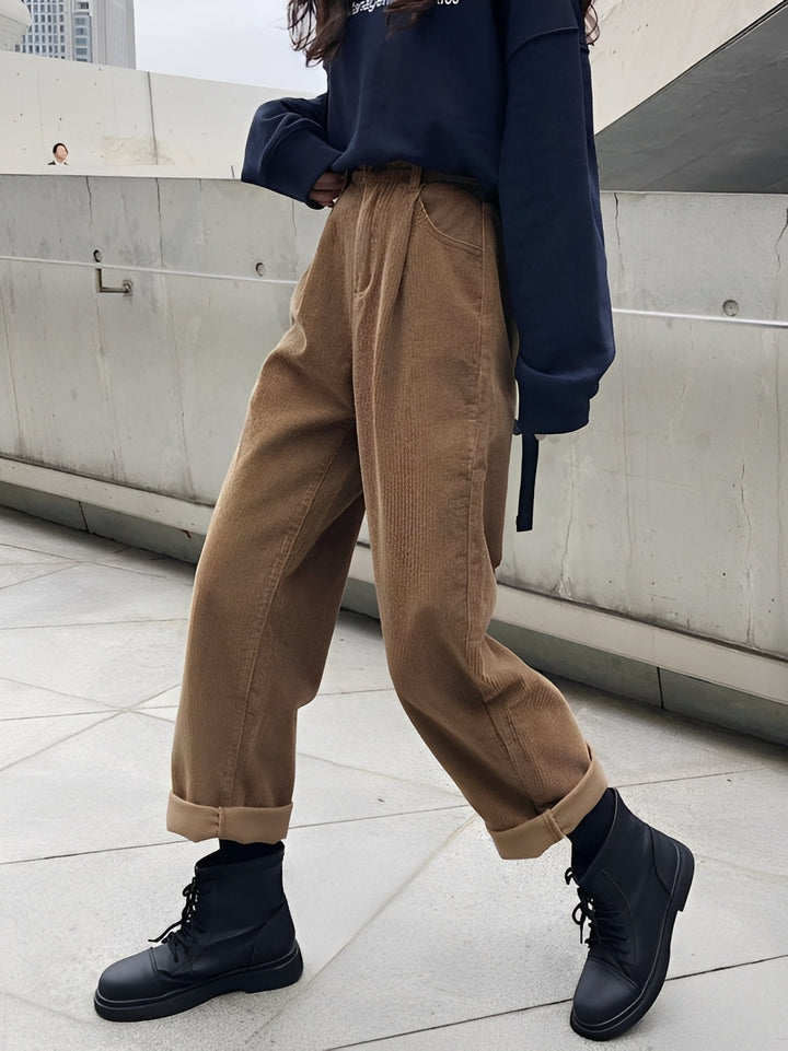 Cordhose Damen Relaxed Fit Freizeit &amp; Übergangszeit