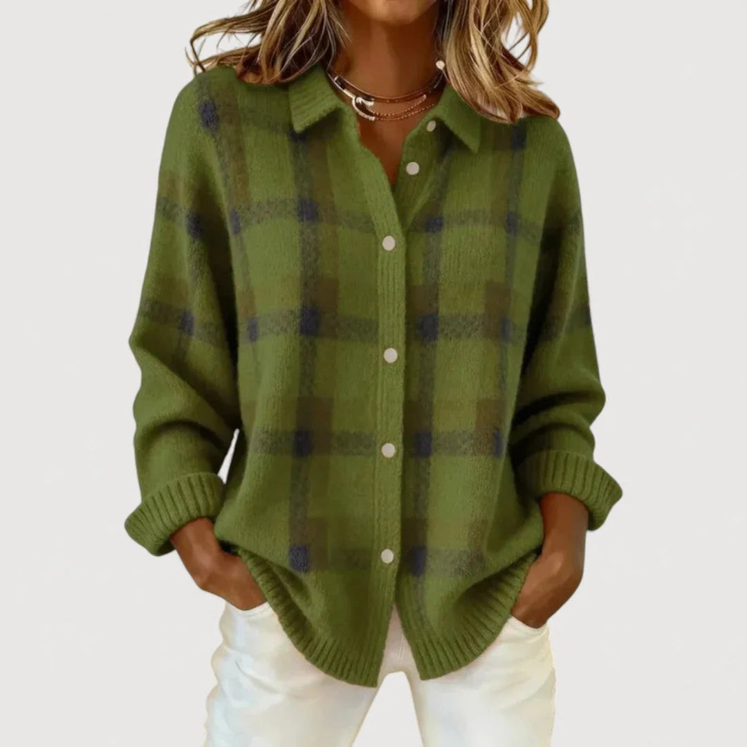 Anna | Karierter Strickcardigan