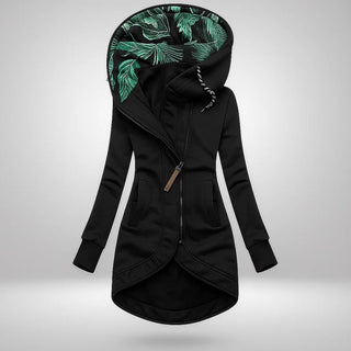 Damen Lange Kapuzen-Stepp-Winterjacke