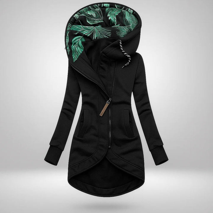 Damen Lange Kapuzen-Stepp-Winterjacke