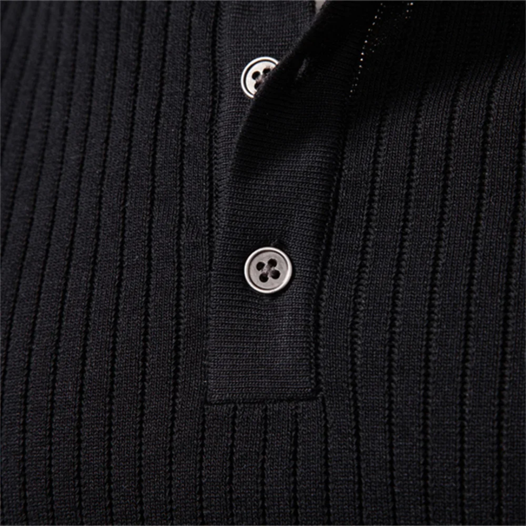Kron | Geripptes Henley-Shirt
