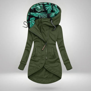 Damen Lange Kapuzen-Stepp-Winterjacke