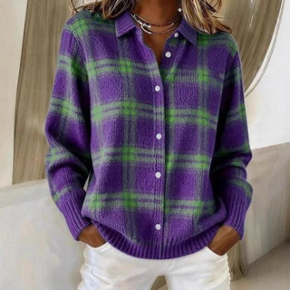 Anna | Karierter Strickcardigan