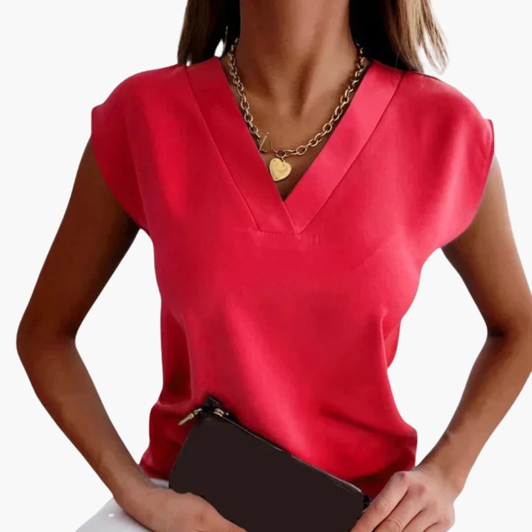 Ärmellose Bluse für Damen im Minimalistischen Stil mit V-Ausschnitt