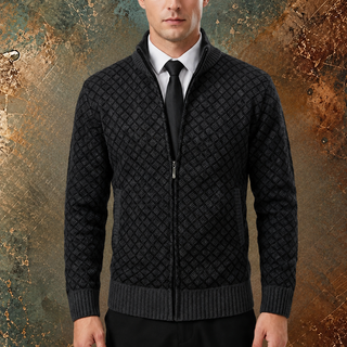 James | Herren Strickjacke mit Reißverschluss und hohem Kragen