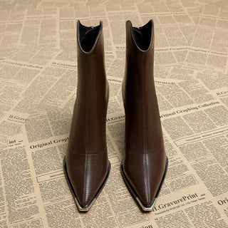 Damen Stiefel aus Kunstleder mit Metallkappe