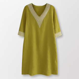 Sommerkleid Damen Relaxed Fit Freizeit V-Ausschnitt Spitze