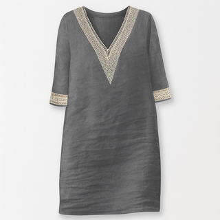 Sommerkleid Damen Relaxed Fit Freizeit V-Ausschnitt Spitze
