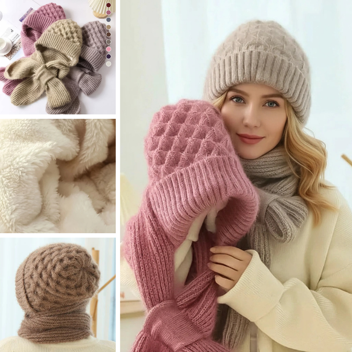Amarielle | Warmes Winter-Set mit Mütze, Schal und Ohrenschutz