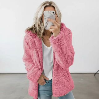 Mila I Damen Teddy Jacke mit Kapuze