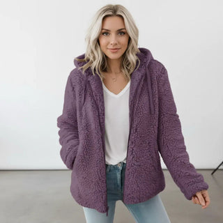 Mila I Damen Teddy Jacke mit Kapuze