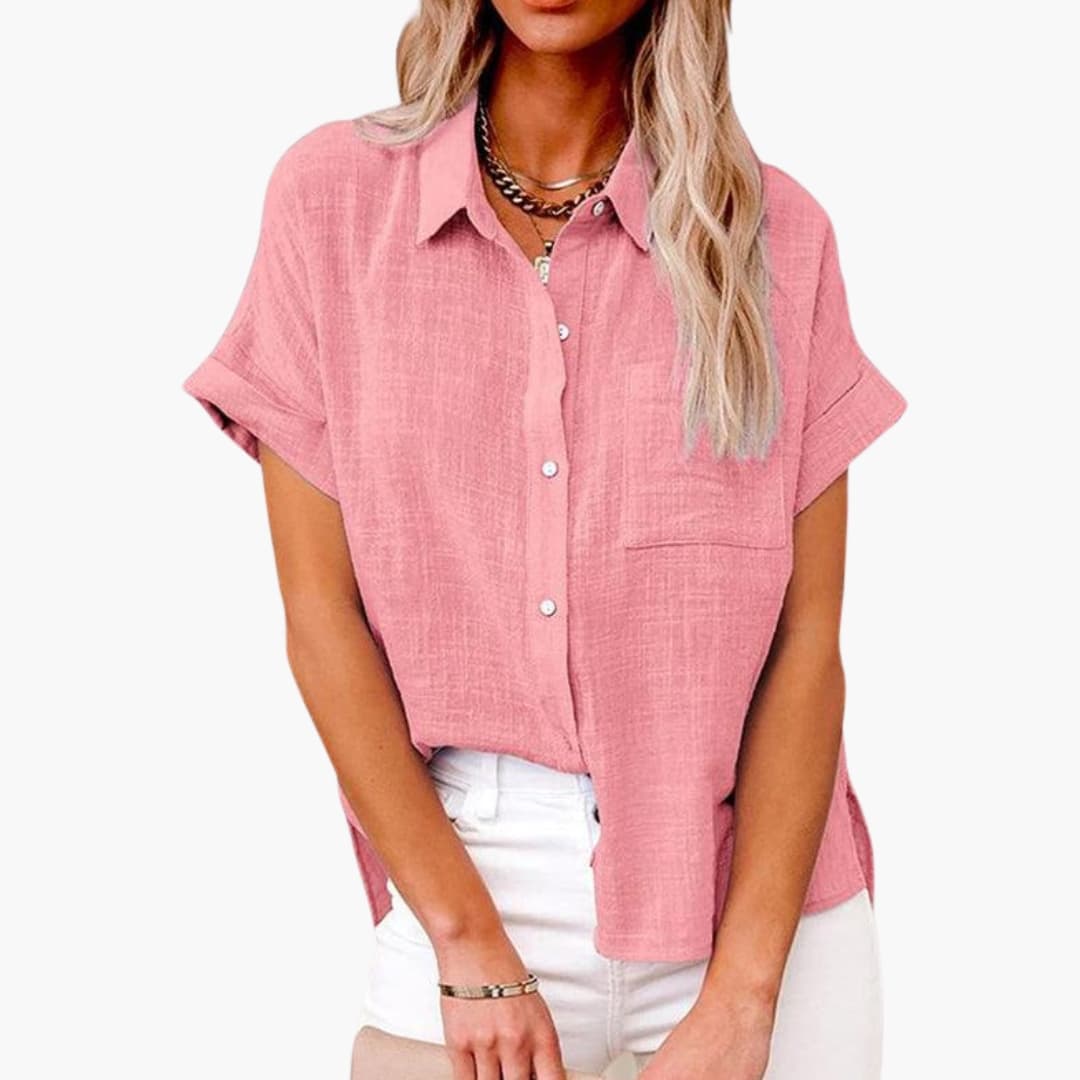 Damen Bluse mit Rundhalsausschnitt in Lässigem Stil für Alltag
