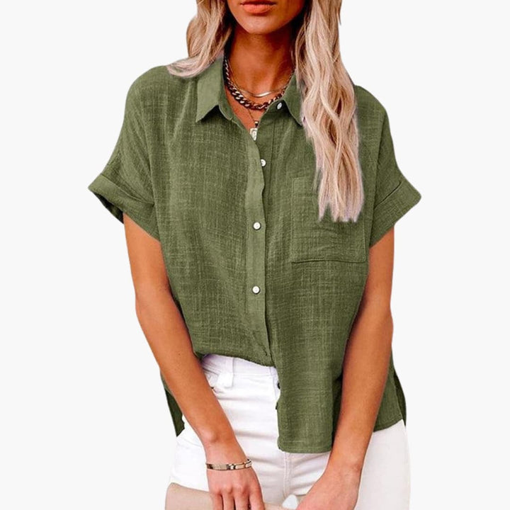 Damen Bluse mit Rundhalsausschnitt in Lässigem Stil für Alltag