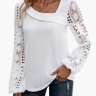 Elegante Damenbluse mit Spitzenbesatz und Cutout-Details für Anlässe