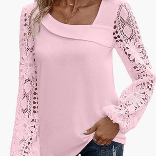 Elegante Damenbluse mit Spitzenbesatz und Cutout-Details für Anlässe