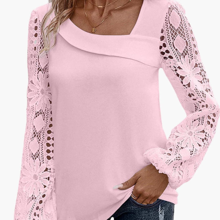 Elegante Damenbluse mit Spitzenbesatz und Cutout-Details für Anlässe