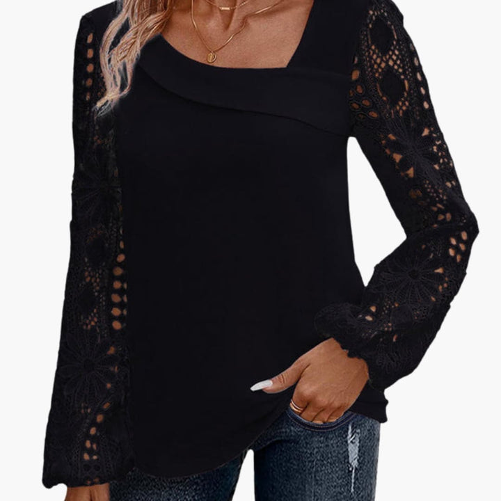 Elegante Damenbluse mit Spitzenbesatz und Cutout-Details für Anlässe